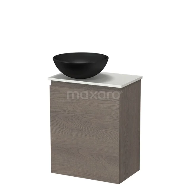 Modulo Pico Toiletmeubel met Waskom | 41 cm Donkerbruin eiken Greeploos front Keramiek waskom Solid surface wastafelblad TMK10-18592
