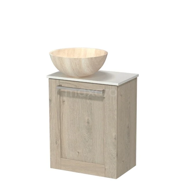 Modulo Pico Toiletmeubel met Waskom | 41 cm Lichtgrijs eiken Kader front Natuursteen waskom Solid surface wastafelblad TMK10-18621