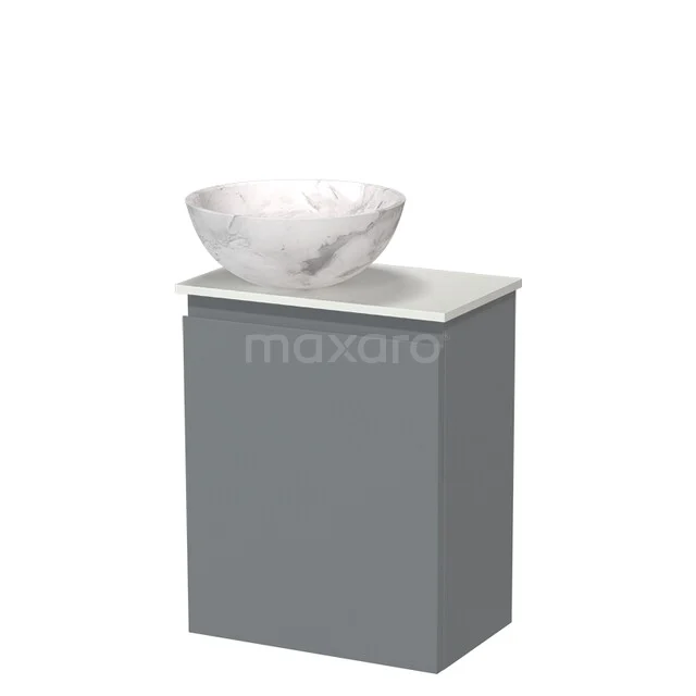 Modulo Pico Toiletmeubel met Waskom | 41 cm Middengrijs Greeploos front Natuursteen waskom Solid surface wastafelblad TMK10-18640 Modulo Pico Toiletmeubel met Waskom | 41 cm Middengrijs Greeploos front Natuursteen waskom Solid surface wastafelblad TMK10-18640