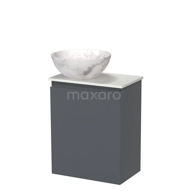 Modulo Pico Toiletmeubel met Waskom | 41 cm Donkergrijs Greeploos front Natuursteen waskom Solid surface wastafelblad TMK10-18651 Modulo Pico Toiletmeubel met Waskom | 41 cm Donkergrijs Greeploos front Natuursteen waskom Solid surface wastafelblad TMK10-18651