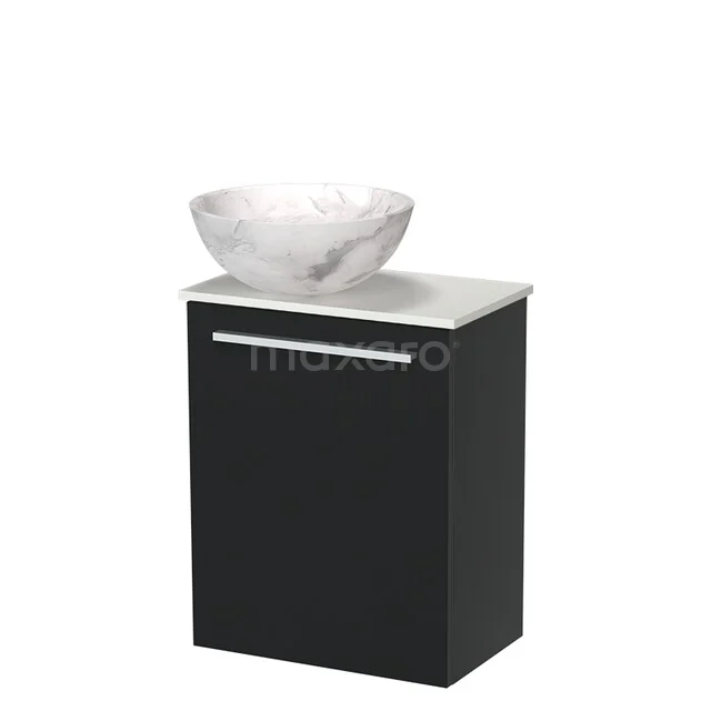 Modulo Pico Toiletmeubel met Waskom | 41 cm Mat zwart Vlak front Natuursteen waskom Solid surface wastafelblad TMK10-18671 Modulo Pico Toiletmeubel met Waskom | 41 cm Mat zwart Vlak front Natuursteen waskom Solid surface wastafelblad TMK10-18671