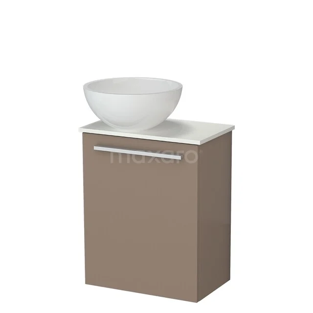 Modulo Pico Toiletmeubel met Waskom | 41 cm Taupe Vlak front Mineraalmarmer waskom Solid surface wastafelblad TMK10-18712 Modulo Pico Toiletmeubel met Waskom | 41 cm Taupe Vlak front Mineraalmarmer waskom Solid surface wastafelblad TMK10-18712