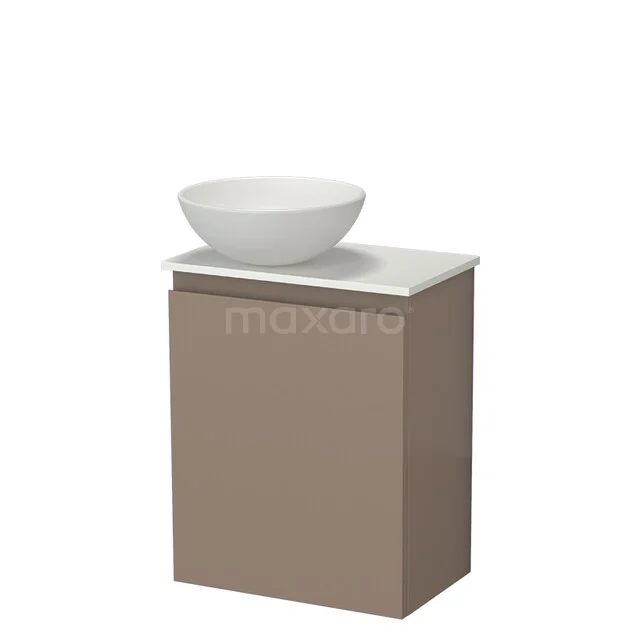 Modulo Pico Toiletmeubel met Waskom | 41 cm Taupe Greeploos front Keramiek waskom Solid surface wastafelblad TMK10-18724