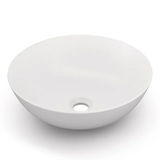 Weiße keramische runde Waschbecken mit einem minimalistischen Design, ideal als stilvolle Ergänzung zu modernen Bäder.