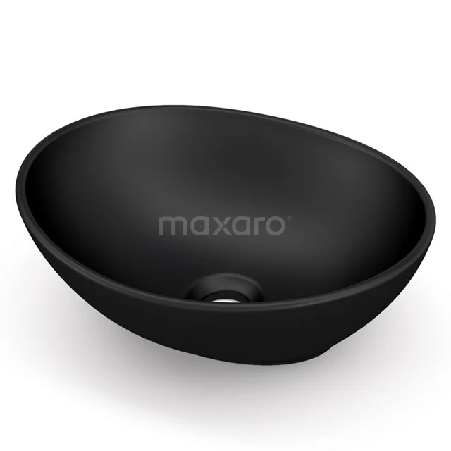 Matt Schwarz ovale Aufsatzwaschbecken aus Keramik, stilvolle Ergänzung für jedes moderne Badezimmer.
