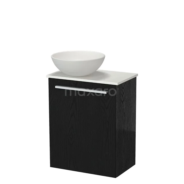 Modulo Pico Toiletmeubel met Waskom | 41 cm Zwart eiken Vlak front Keramiek waskom Solid surface wastafelblad TMK10-18789