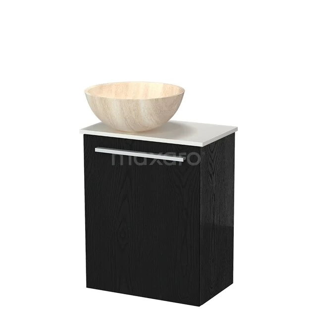 Modulo Pico Toiletmeubel met Waskom | 41 cm Zwart eiken Vlak front Natuursteen waskom Solid surface wastafelblad TMK10-18794 Modulo Pico Toiletmeubel met Waskom | 41 cm Zwart eiken Vlak front Natuursteen waskom Solid surface wastafelblad TMK10-18794