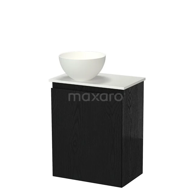 Modulo Pico Toiletmeubel met Waskom | 41 cm Zwart eiken Greeploos front Solid surface waskom Solid surface wastafelblad TMK10-18818