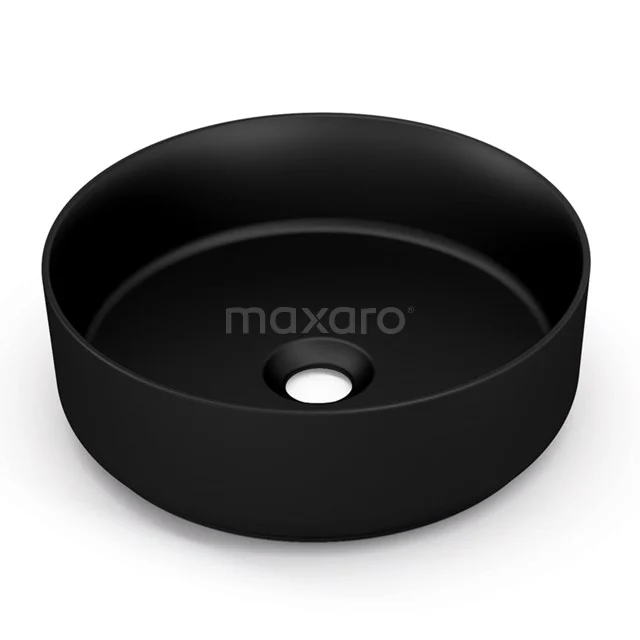Runde matte schwarze Waschbecken, keramisches Design, ideal für moderne Badezimmereinrichtungen.