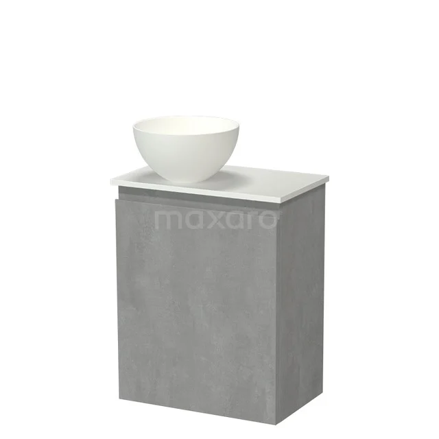 Modulo Pico Toiletmeubel met Waskom | 41 cm Lichtgrijs beton Greeploos front Solid surface waskom Solid surface wastafelblad TMK10-18854