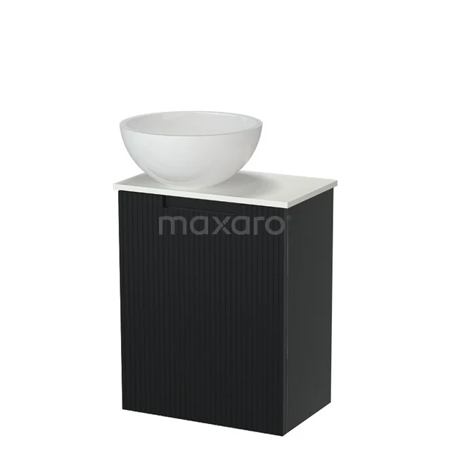 Modulo Pico Toiletmeubel met Waskom | 41 cm Mat zwart Lijn front Mineraalmarmer waskom Solid surface wastafelblad TMK10-18911