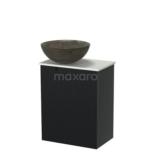 Modulo Pico Toiletmeubel met Waskom | 41 cm Mat zwart Lijn front Natuursteen waskom Solid surface wastafelblad TMK10-18915