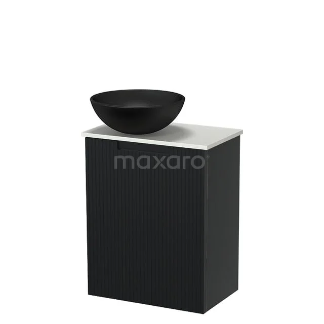 Modulo Pico Toiletmeubel met Waskom | 41 cm Mat zwart Lijn front Keramiek waskom Solid surface wastafelblad TMK10-18928 Modulo Pico Toiletmeubel met Waskom | 41 cm Mat zwart Lijn front Keramiek waskom Solid surface wastafelblad TMK10-18928