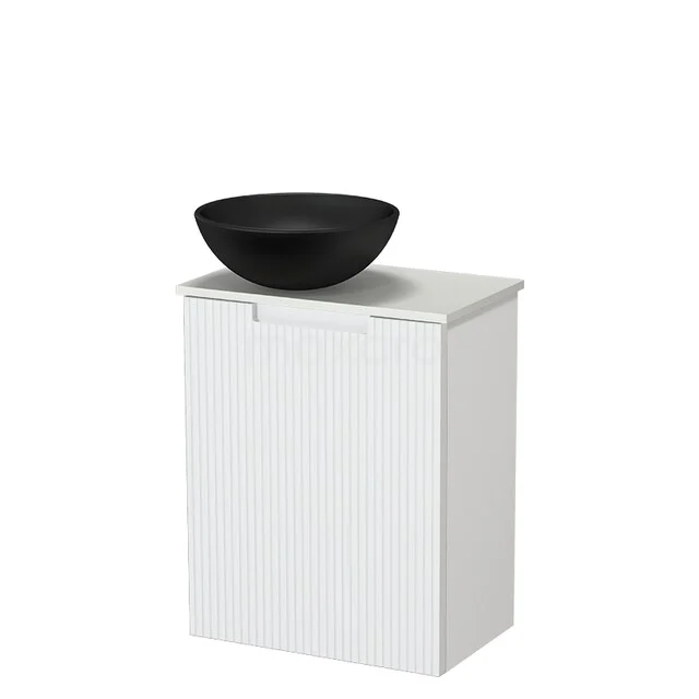 Modulo Pico Toiletmeubel met Waskom | 41 cm Mat wit Lijn front Keramiek waskom Solid surface wastafelblad TMK10-18930