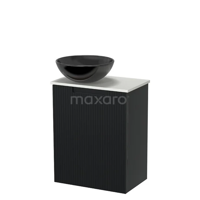 Modulo Pico Toiletmeubel met Waskom | 41 cm Mat zwart Lijn front Keramiek waskom Solid surface wastafelblad TMK10-18932