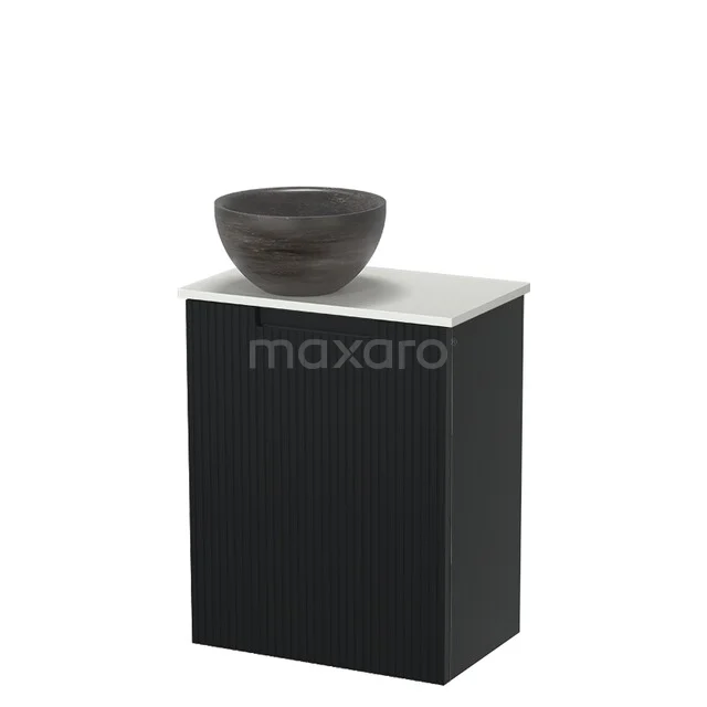 Modulo Pico Toiletmeubel met Waskom | 41 cm Mat zwart Lijn front Natuursteen waskom Solid surface wastafelblad TMK10-18936