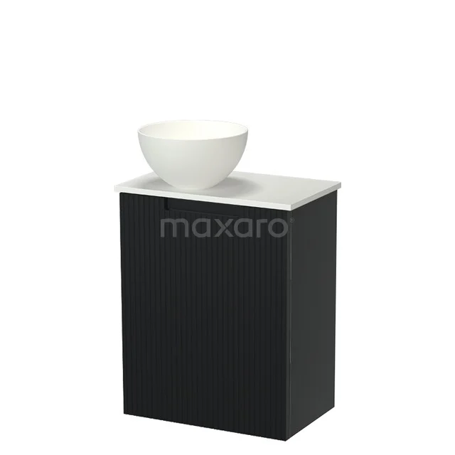 Modulo Pico Toiletmeubel met Waskom | 41 cm Mat zwart Lijn front Solid surface waskom Solid surface wastafelblad TMK10-18940