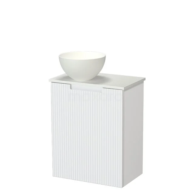 White bathroom furniture with ceramic basin, compact design, ideal for modern bathrooms.