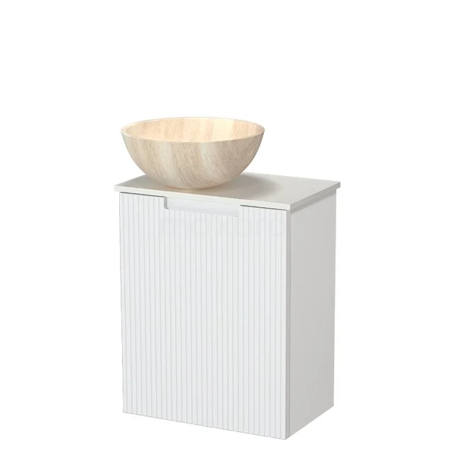 Modulo Pico Toiletmeubel met Waskom | 41 cm Mat wit Lijn front Natuursteen waskom Solid surface wastafelblad TMK10-18945