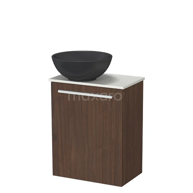 Modulo Pico Toiletmeubel met Waskom | 41 cm Walnoot Vlak front Quartz waskom Solid surface wastafelblad TMK10-19019 Modulo Pico Toiletmeubel met Waskom | 41 cm Walnoot Vlak front Quartz waskom Solid surface wastafelblad TMK10-19019
