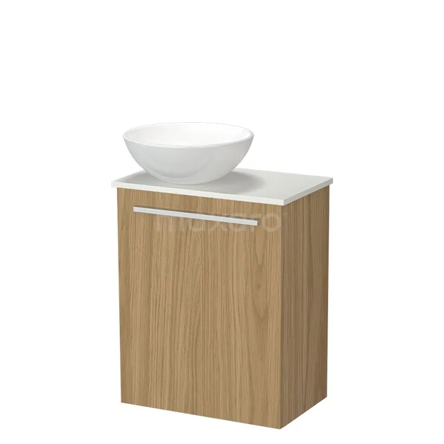 Modulo Pico Toiletmeubel met Waskom | 41 cm Naturel fineer Vlak front Keramiek waskom Solid surface wastafelblad TMK10-18955