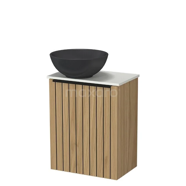 Modulo Pico Toiletmeubel met Waskom | 41 cm Naturel fineer Strook front Quartz waskom Solid surface wastafelblad TMK10-18980