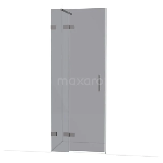 Diamond Shower door | 80 cm Black metal Smoke glass Pivot door DDB21351121ZM Glass shower door with clear glass and stainless steel hinges, perfect for modern bathrooms.