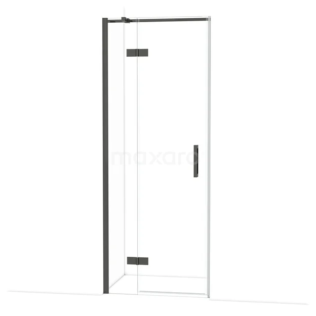 Diamond Shower door | 80 cm Black chrome Clear glass Pivot door DDB21351310BCN Douchedeur met zwart frame, serie Modern Design, helderglas, draaideur, perfect voor een stijlvolle badkamer.