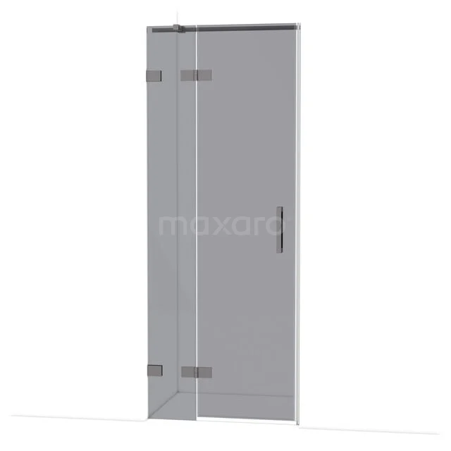 Diamond Duschtür | 80 cm Schwarzes Metall Rauchglas Drehtür DDB21351321ZM Glasene Duschtür mit Scharnieren, Matt Schwarz Griff und schlankem Design, ideal für ein modernes Badezimmer.