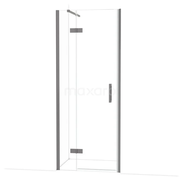 Glasene Duschtür mit Aluminiumprofil, eckigem Design und minimalistischem Stil, ideal für moderne Badezimmergestaltung.