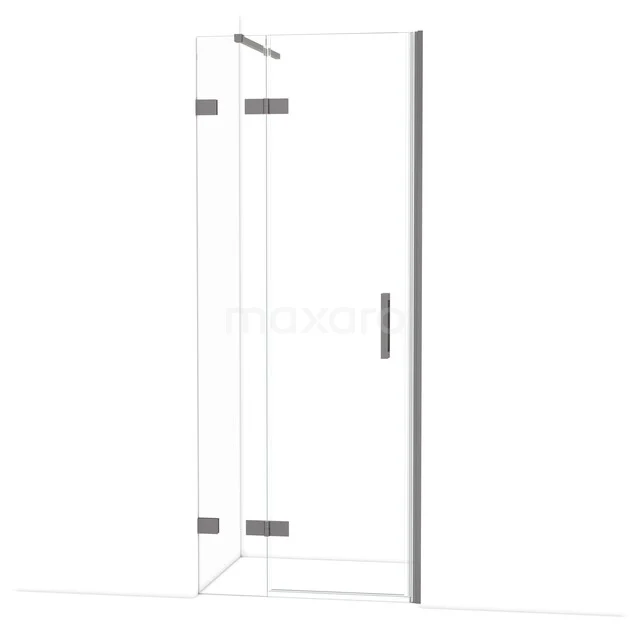 Diamond Duschtür | 80 cm Schwarzes Metall Klarglas Drehtür DDB21352120ZM Glas Duschtür mit Eckdesign, transparentem Glas und chromatischen Scharnieren, ideal für moderne Bäder.