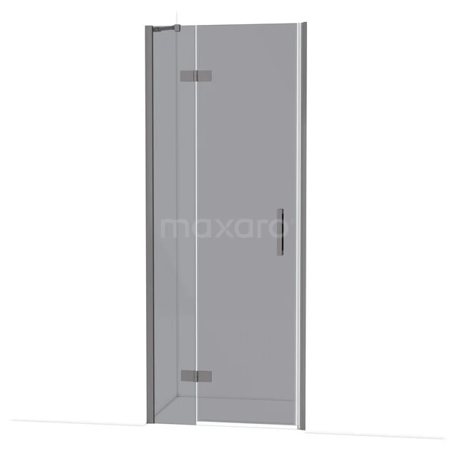 Diamond Douchedeur | 80 cm Zwart metaal Rookglas Draaideur DDB21352211ZM Heldere glazen douchedeur met hoekprofiel en scharnieren, ideaal voor moderne badkamers.