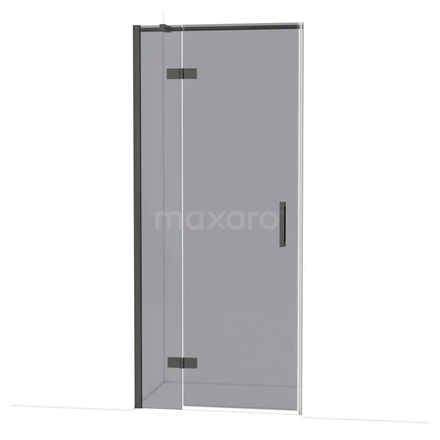 Diamond Douchedeur | 90 cm Zwart chroom Rookglas Draaideur DDB21361311BCN Glazen douchedeur met strak zwart profiel, scharnieren en handgreep. Perfect voor een moderne badkamerstijl.