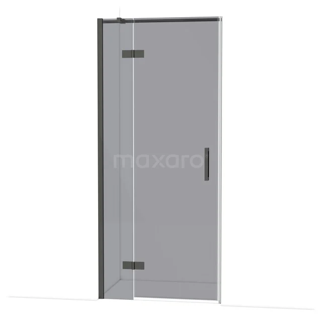 Diamond Shower door | 90 cm Black chrome Smoke glass Pivot door DDB21361311BCN Glazen douchedeur met strak zwart profiel, scharnieren en handgreep. Perfect voor een moderne badkamerstijl.