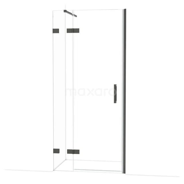 Diamond Douchedeur | 90 cm Zwart chroom Helder glas Draaideur DDB21362120BC Glazen douchedeur met strak zwart frame en scharnieren, perfecte toevoeging aan een moderne badkamer.
