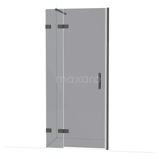 Diamond Shower door | 90 cm Black chrome Smoke glass Pivot door DDB21362121BC Douchedeur glas, helder transparant, zwart metalen scharnieren, moderne stijl; ideaal voor minimalistische badkamerontwerpen.