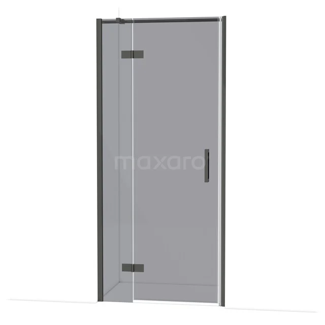 Diamond Douchedeur | 90 cm Zwart chroom Rookglas Draaideur DDB21362311BC Douchedeur met mat zwarte rand, helder glas en scharnieren, ideaal voor een moderne badkamer inrichting.