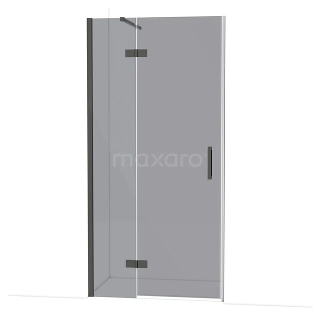 Diamant-Duschtür DDB21461111BCN Duschtür aus Klarglas mit Scharnier, strengen schwarzen Akzenten und minimalistischem Design für ein modernes Badezimmer.