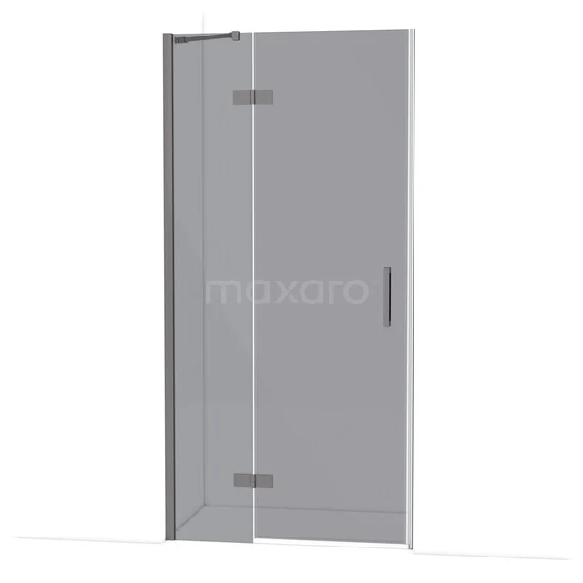 Diamond Douchedeur | 100 cm Zwart metaal Rookglas Draaideur DDB21461211ZMN Glazen douchedeur met scharnieren, transparant en minimalistisch design, ideaal voor een moderne badkamer inrichting.