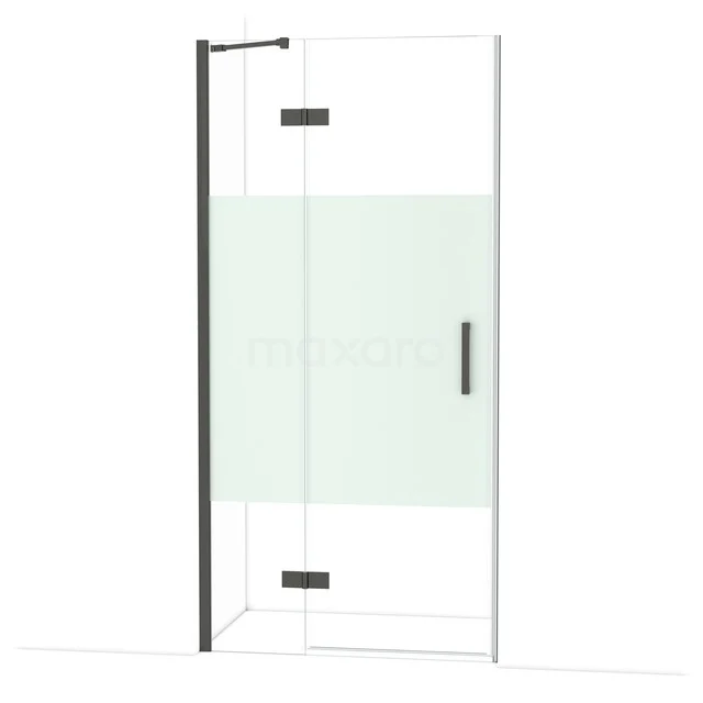 Glas Duschkabine mit Matt Weiß Detail, Schwarz Rahmen und Drehtür, stilvolles modernes Design für ein luxuriöses Badezimmer.