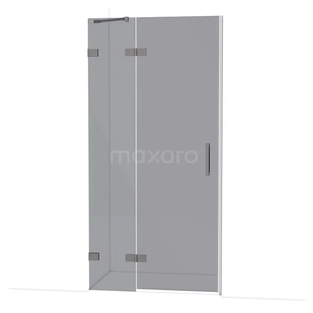 Diamond Douchedeur | 100 cm Zwart metaal Rookglas Draaideur DDB21461221ZM Glazen douchedeur met hoekopening, helder glas en metalen scharnieren, ideale toevoeging voor een moderne badkamer.