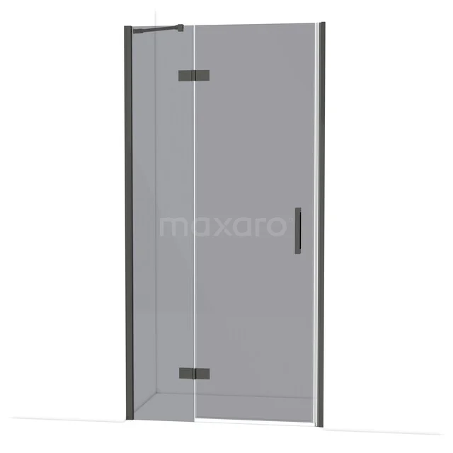 Diamond Douchedeur | 100 cm Zwart chroom Rookglas Draaideur DDB21462211BC Glazen douchedeur met mat zwarte profielen, draaimechanisme en modern design, ideaal voor een stijlvolle badkamerinrichting.