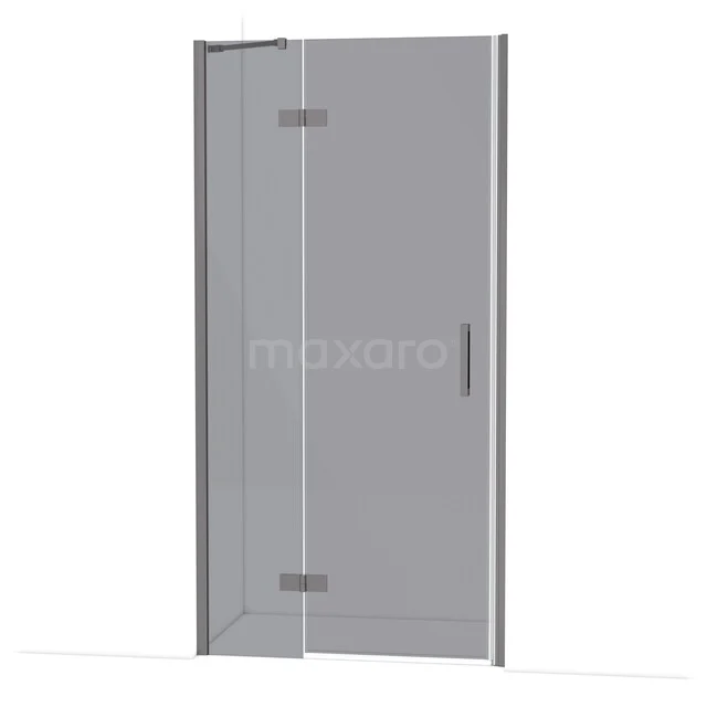 Diamond Shower door | 100 cm Black metal Smoke glass Pivot door DDB21462211ZM Douchedeur met helder glas, hoekmodel, zilverkleurige scharnieren en handgreep, ideaal voor een moderne badkamer.