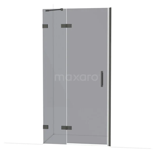 Diamond Douchedeur | 100 cm Zwart chroom Rookglas Draaideur DDB21462221BC Douchedeur met mat zwarte scharnieren, helder glas en strak design voor een moderne badkamer uitstraling.