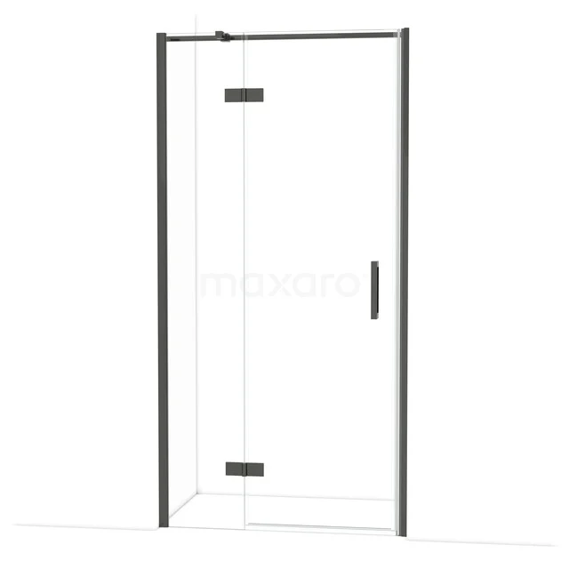 Diamond Shower door | 100 cm Black chrome Clear glass Pivot door DDB21462310BC Zwarte hoekdouchecabine met helder glas en draaideur, ideaal voor een moderne badkamer inrichting.