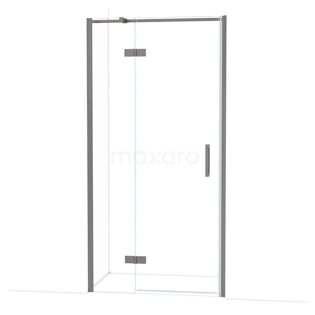 Diamond Douchedeur | 100 cm Zwart metaal Helder glas Draaideur DDB21462310ZM Glazen douchecabine met hoekinstap, chromen frame en scharnierdeur, ideaal voor een moderne badkamer.