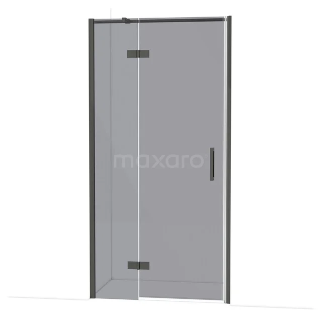 Diamond Shower door | 100 cm Black chrome Smoke glass Pivot door DDB21462311BC Mat black shower door with hinges, clear glass and minimalist design for a modern bathroom.