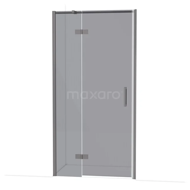 Diamond Shower door | 100 cm Black metal Smoke glass Pivot door DDB21462311ZM Glazen douchedeur met zilverkleurige scharnieren en handvat, geschikt voor moderne badkamers, uit de premium Elegance-serie.