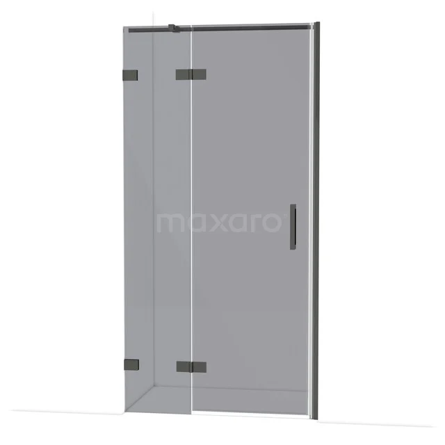 Diamond Douchedeur | 100 cm Zwart chroom Rookglas Draaideur DDB21462321BC Glazen douchedeur met mat zwarte scharnieren en handgreep, strak design, ideaal voor moderne badkamers.