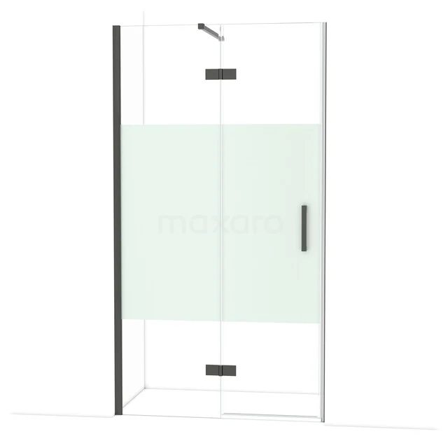 Diamond Shower door | 110 cm Black chrome Clear with matt strip Pivot door DDB21651113BCN Douchecabine met helder glas en zwarte accenten, modern design. Perfecte oplossing voor een strakke badkamerstijl.